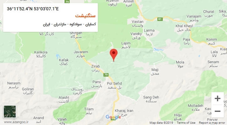 روستای سنگنیشت بر روی نقشه