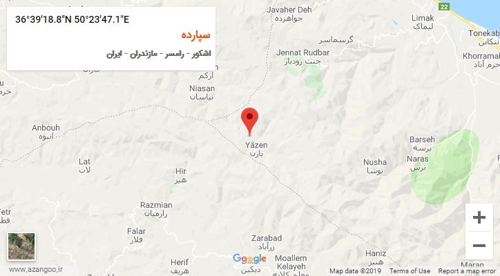 روستای سپارده بر روی نقشه