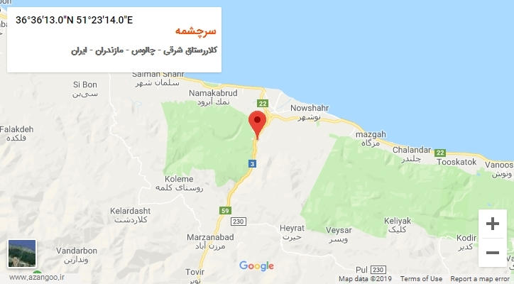 روستای سرچشمه بر روی نقشه