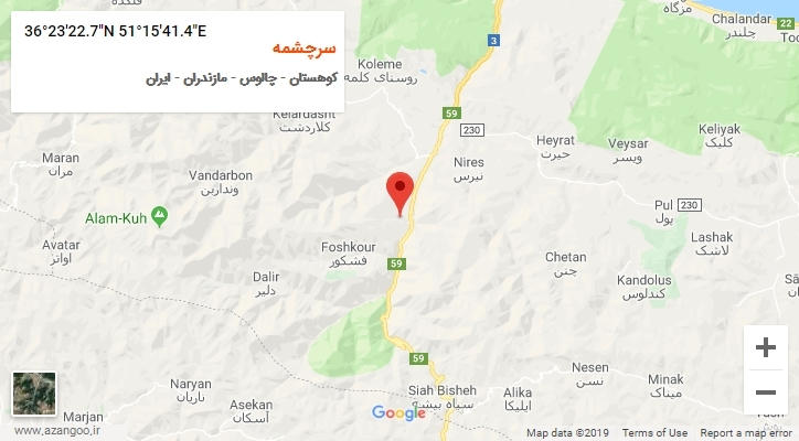 روستای سرچشمه بر روی نقشه