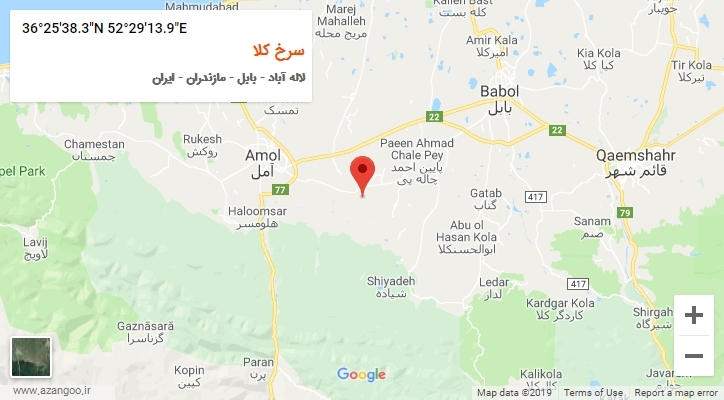 روستای سرخ کلا بر روی نقشه
