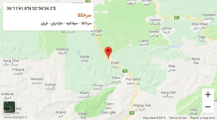 روستای سرخکلا بر روی نقشه