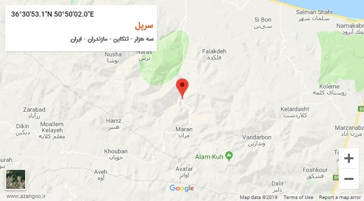 روستای سرپل بر روی نقشه