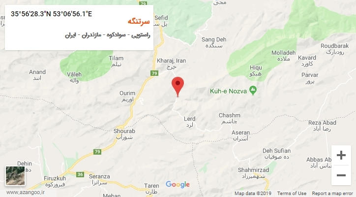 روستای سرتنگه بر روی نقشه