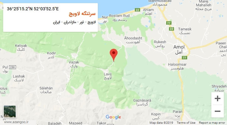 روستای سرتنگه لاویج بر روی نقشه