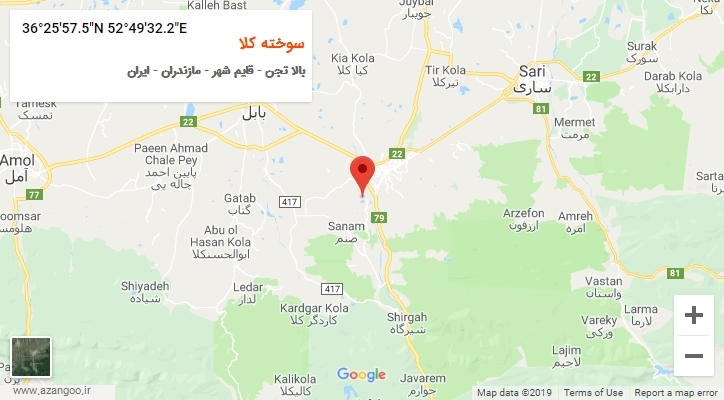 روستای سوخته کلا بر روی نقشه