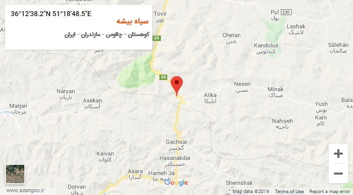 روستای سیاه بیشه بر روی نقشه