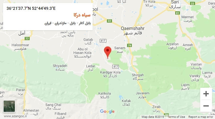 روستای سیاه درکا بر روی نقشه