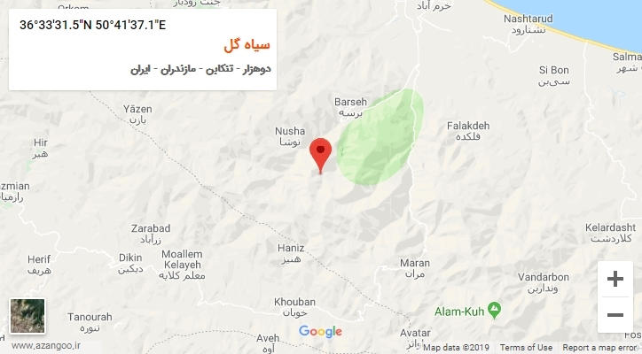 روستای سیاه گل بر روی نقشه