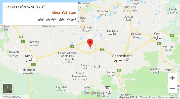 روستای سیاه کلاه محله بر روی نقشه