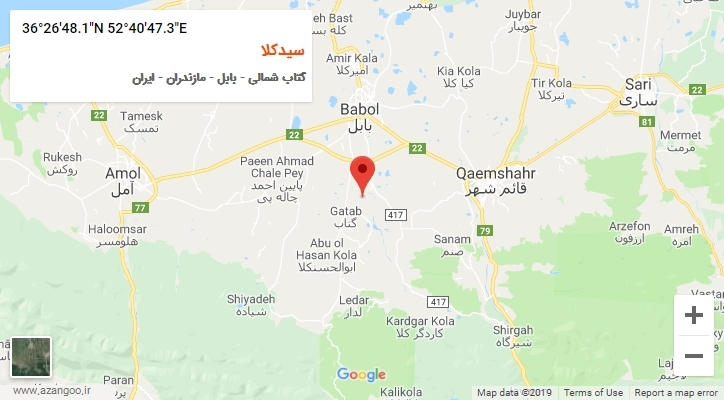 روستای سیدکلا بر روی نقشه