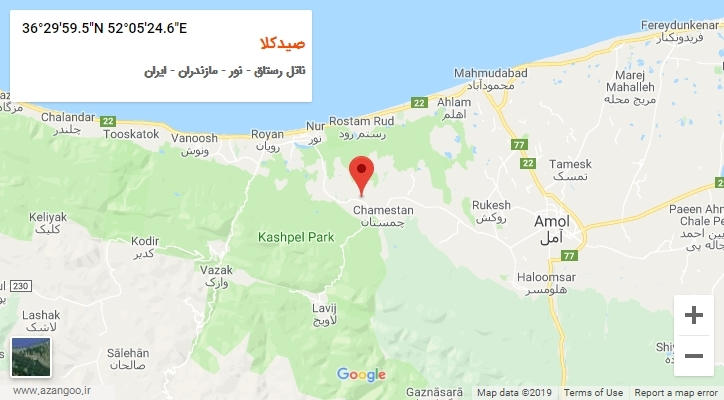 روستای صیدکلا بر روی نقشه