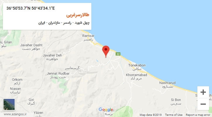 روستای طالارسرغربی بر روی نقشه