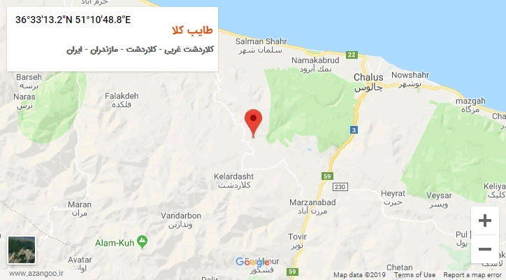 روستای طایب کلا بر روی نقشه