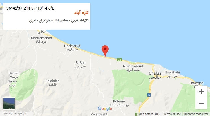 روستای تازه آباد بر روی نقشه