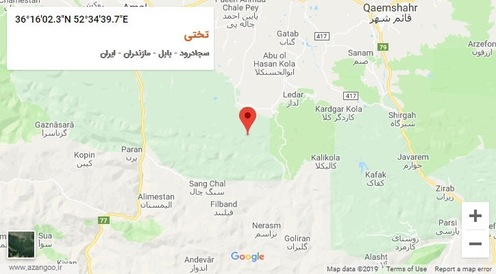 روستای تختی بر روی نقشه