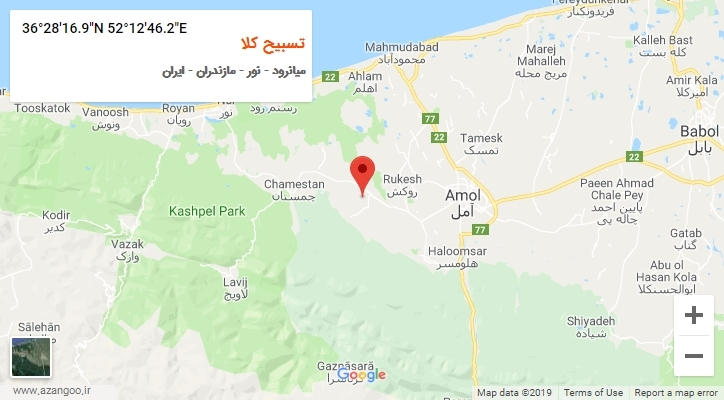 روستای تسبیح کلا بر روی نقشه
