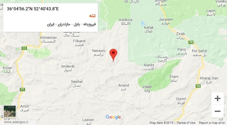 روستای تته بر روی نقشه