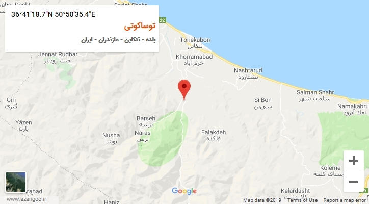 روستای توساکوتی بر روی نقشه