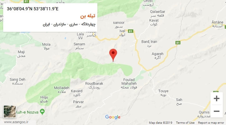 روستای تیله بن بر روی نقشه