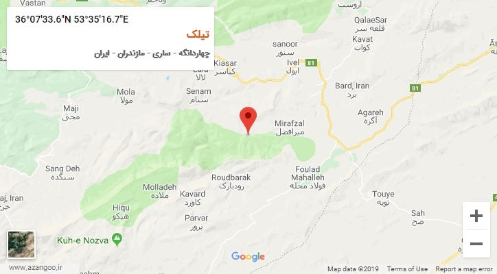 روستای تیلک بر روی نقشه