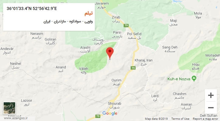 روستای تیلم بر روی نقشه