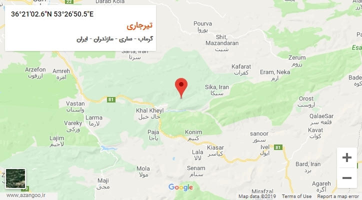 روستای تیرجاری بر روی نقشه