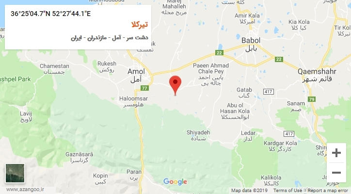 روستای تیرکلا بر روی نقشه