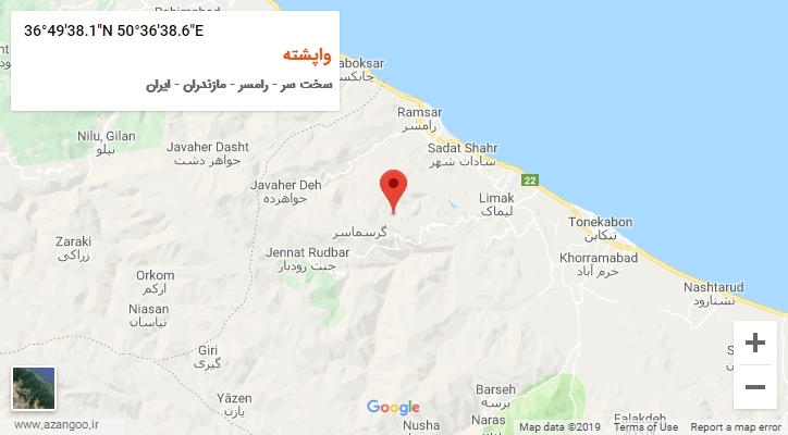 روستای واپشته بر روی نقشه