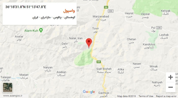 روستای واسپول بر روی نقشه