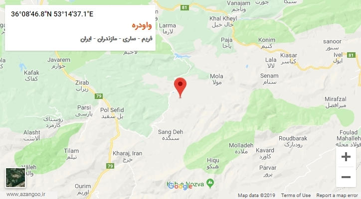 روستای واودره بر روی نقشه