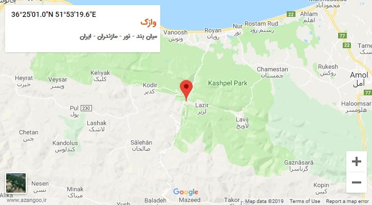 روستای وازک بر روی نقشه