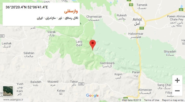 روستای وازسفلی بر روی نقشه