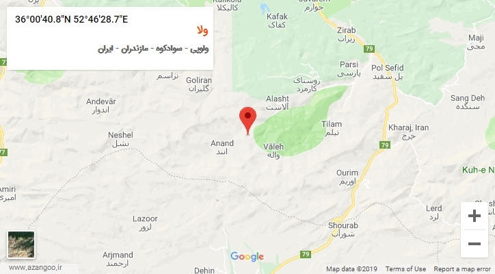 روستای ولا بر روی نقشه