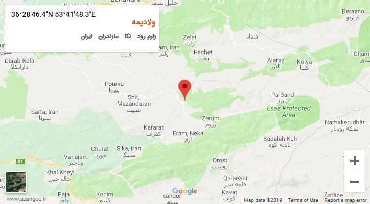 روستای ولادیمه بر روی نقشه