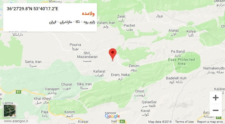 روستای ولامده بر روی نقشه
