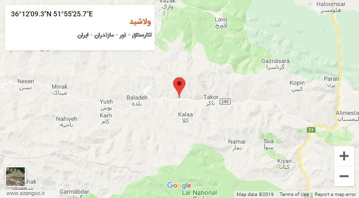 روستای ولاشید بر روی نقشه