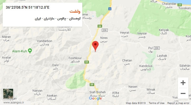 روستای ولشت بر روی نقشه