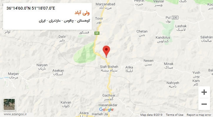 روستای ولی آباد بر روی نقشه