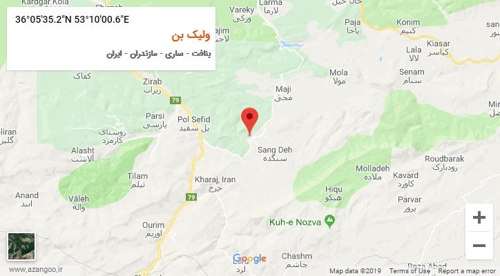 روستای ولیک بن بر روی نقشه