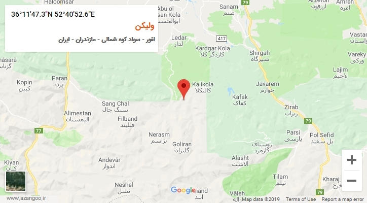 روستای ولیکن بر روی نقشه