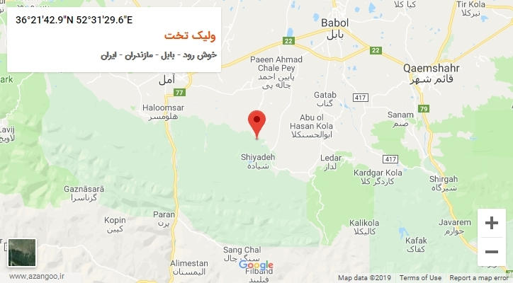 روستای ولیک تخت بر روی نقشه