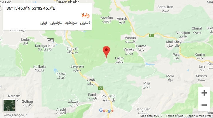 روستای ولیلا بر روی نقشه
