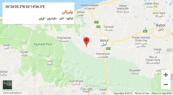 روستای ولیرکان بر روی نقشه