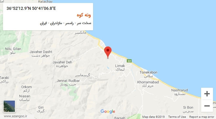 روستای ونه کوه بر روی نقشه