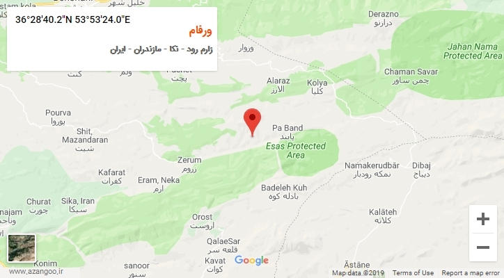 روستای ورفام بر روی نقشه