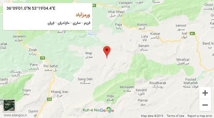 روستای ورمزآباد بر روی نقشه