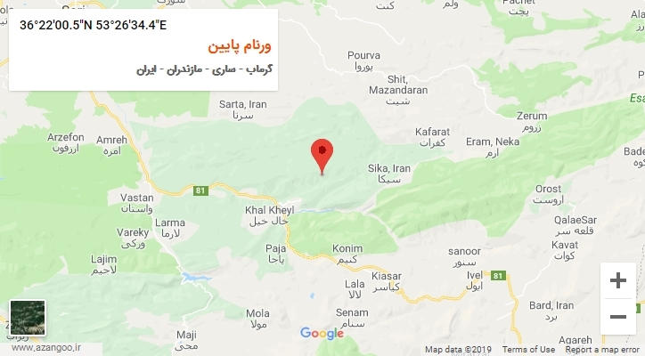 روستای ورنام پایین بر روی نقشه