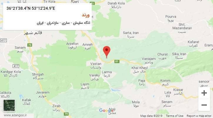 روستای ورند بر روی نقشه