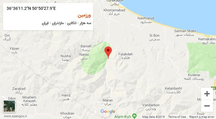 روستای ورزمین بر روی نقشه